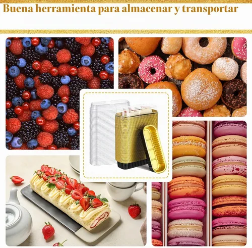 Vista 4 de Qunclay - 200 moldes para pan desechables con tapa, color negro y dorado Negro/Dorado