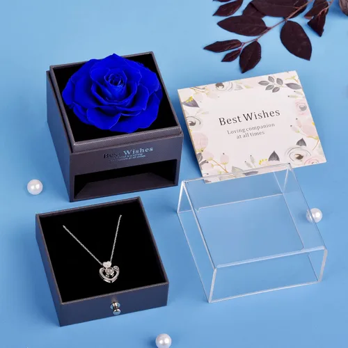 Vista 2 de Preserved Rose with I Love You Necklace in 100 Languages Romantic Gifts For Dating ValentineS Day MotherS Day Christmas Anniversary Birthday