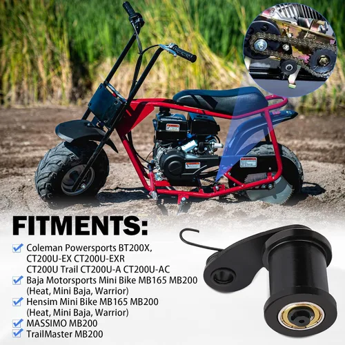Vista 14 de Tensor de Cadena con Rodillo de 1-3/4" para Mini Bicicleta Coleman BT200X CT200U Trail CT200U-EX MiniBike TrailMaster Massimo MB200 Hensim Baja Heat