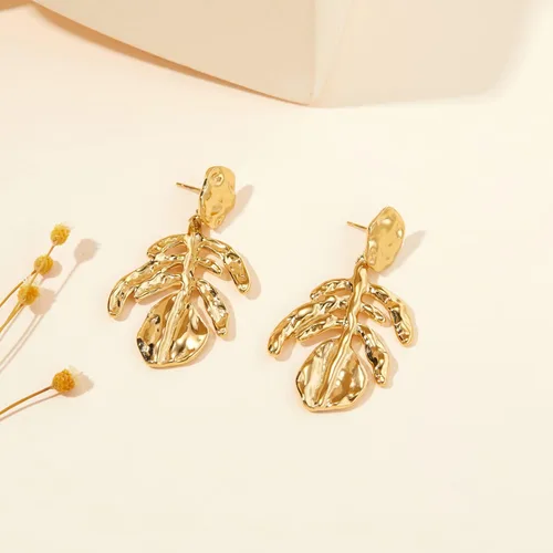 Vista 5 de BUEMMR Aretes colgantes gruesos chapados en oro de 14 quilates, aretes brillantes y delicados para mujer, Oro amarillo, No es una piedra preciosa