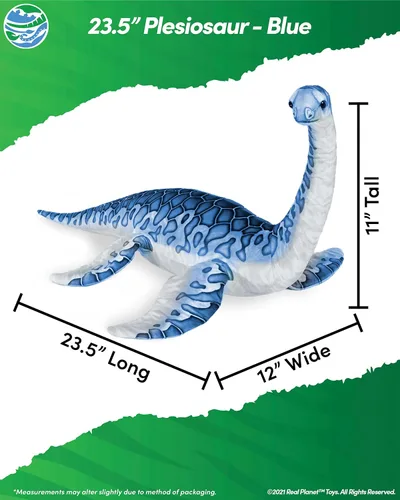 Vista 2 de Real Planet Juguete de peluche de dinosaurio de 19 pulgadas - Plesiosaurio azul, dinosaurio de peluche de bebé, (23.5 pulgadas de largo)