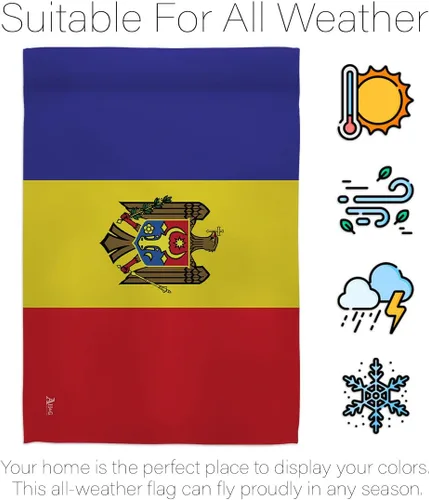 Vista 6 de Americana Home & Garden Bandera de jardín de Moldavia Regional Nación Internacional del Mundo País Particular Decoración de Casa Banner Pequeño