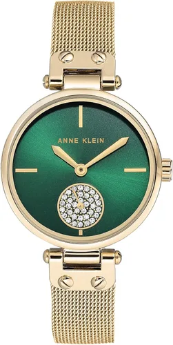 Vista 5 de Anne Klein Reloj de pulsera de malla acentuada con cristal prémium para mujer