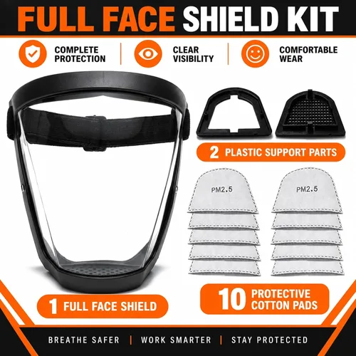 Vista 2 de Protector facial completo, protector facial antivaho transparente