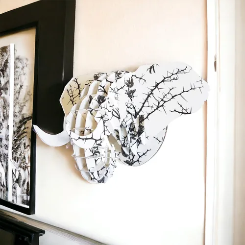 Vista 3 de Mini decoración de pared elefante con estampado de espina de camello