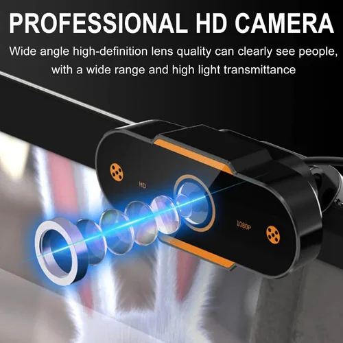 Vista 5 de Cámara web HD de 1080p con micrófono, enfoque automático rápido, gran angular de 110°, corrección de luz automática, cámara web USB para computadora
