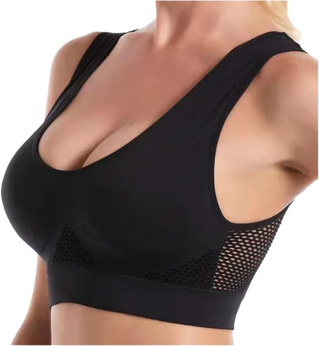 Vista 5 de Sujetador deportivo para mujer, de alto soporte, cobertura completa, sin varillas, talla grande, cómoda, para dormir, gimnasio, ropa deportiva
