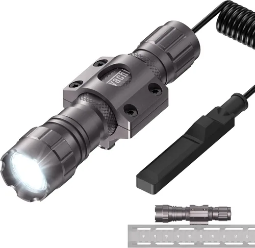 Vista 9 de Feyachi FL22 linterna táctica de 1200 lúmenes con luz led M Lock montaje con riel Ar linterna con interruptor de presión