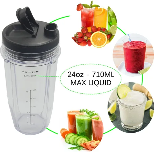 Vista 6 de Vasos de licuadora de repuesto para Ninja, vasos de licuadora de 24 onzas con tapas para llevar compatibles con Ninja BL450 BL456 BL480 BL482 BL642
