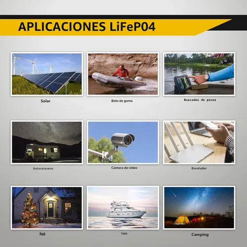 Vista 6 de SEFEPODER Batería de ciclo profundo LiFePO4 de litio de 12 V 20 Ah, batería recargable de 4000 ciclos para iluminación, rueda eléctrica, buscador