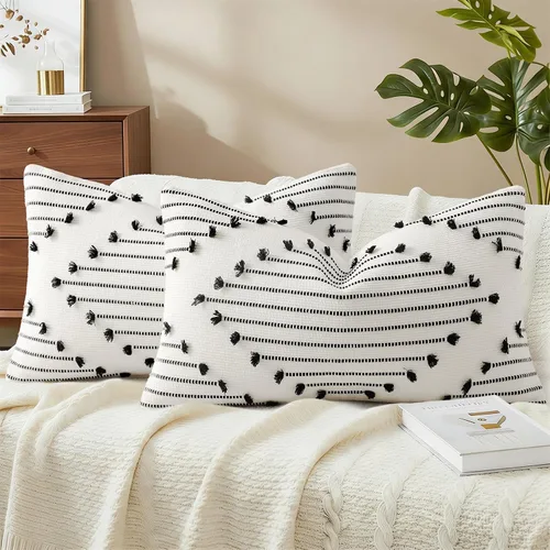 Vista 17 de Mecatny Juego de 2 fundas de almohada bohemias de verano para exteriores, 16 x 16 pulgadas, fundas de almohada decorativas para sofá, sala de estar