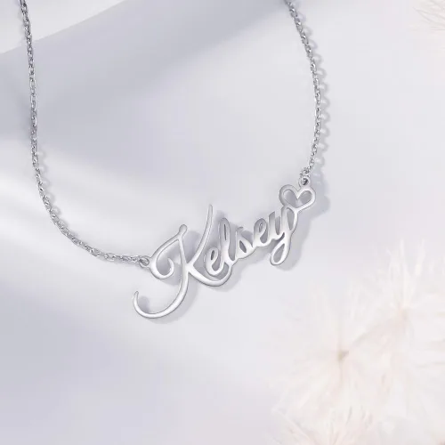 Vista 3 de Collar con nombre personalizado, collares de plata de ley personalizados para mujer, collares con nombre personalizados, joyería de regalo para mujer