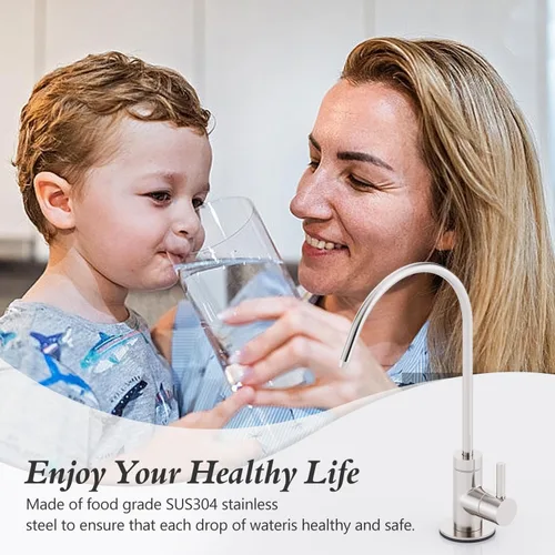 Vista 5 de GIMILI Grifo de agua potable para fregadero de cocina, grifo de filtro de agua de cocina de acero inoxidable para ósmosis inversa o sistema