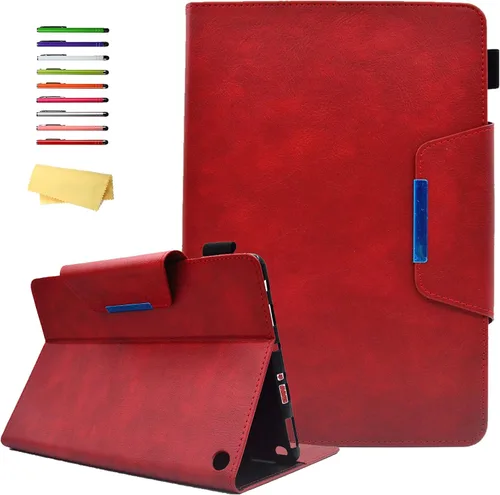 Vista 18 de Funda para tableta Amazon Kindle Fire HD 8 (8ª/7ª/6ª generación, 2018/2017/2016), con portalápices, bolsillo para tarjetas, imán de piel sintética