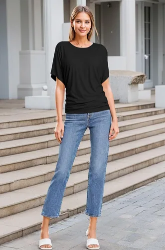 Vista 6 de Hybrid & Company Camiseta Dolman con cuello barco súper cómoda para mujer