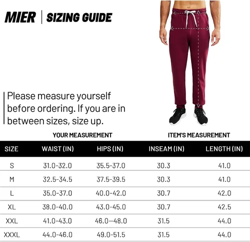 Vista 7 de MIER Men's Cotton Joggers Athletic Sweatpants for Gym Workout Active Lounge Jersey Track Pants with Pockets, Elastic Waist