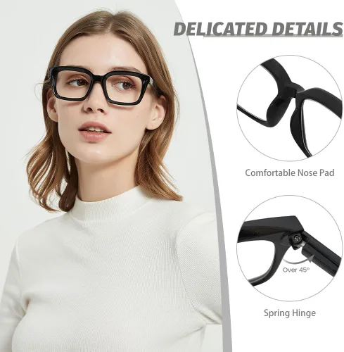 Vista 2 de JiSoo Oversized Reading Glasses for Women, Stylish Designer Large Readers Oprah Style with Spring Hinge