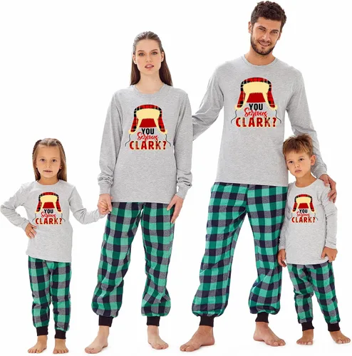 Vista 6 de Camiseta familiar de manga larga con texto en inglés "You Serious Clark Christmas" Top - Athletic Heather