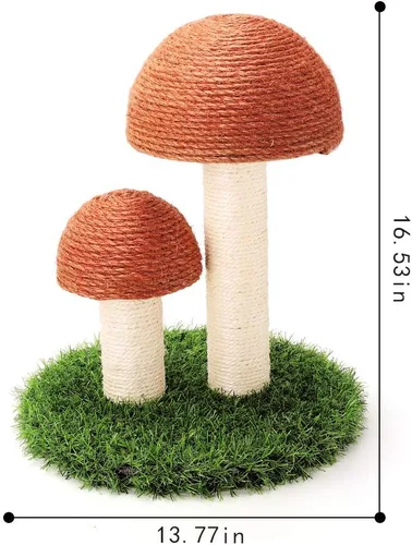Vista 5 de PowerKing Poste rascador de hongos para gatos, poste rascador de garra de 15 x 12 pulgadas para gatito, poste rascador de sisal natural para gatos