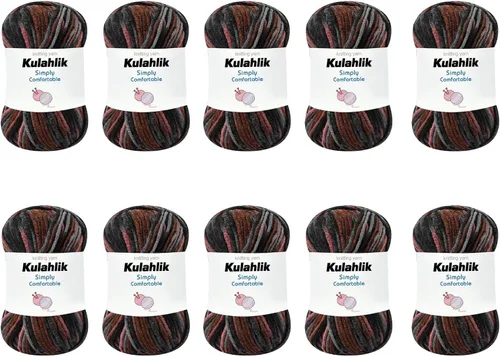 Vista 45 de 50g (1x50g) Hilo Acrílico para Crochet y Tejido, Hilo Degradado Colorido, 1 Rollo de Madejas, Hilo Acrílico Multicolor, Perfecto para Proyectos