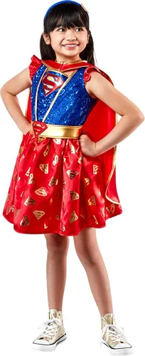 Vista 6 de Rubie's DC Comics - Disfraz de Supergirl con capa y tocado para niña