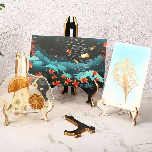 Vista 6 de PATIKIL Soporte decorativo de acrílico de 6 pulgadas, paquete de 2 soportes de marco de caballete de fotos plegable para mostrar fotos, tarjetas