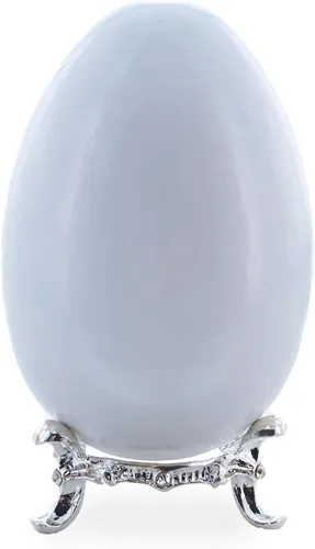 Vista 3 de BestPysanky Perfil bajo Jeweled Silver Tone Metal Egg Sphere Stand Holder Display