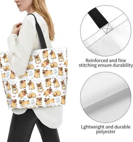 Vista 5 de Qwalnely Bolsa de lona para mujer, bolsa de lona de playa, bolsa de viaje reutilizable, bolsa de compras para mujeres y niñas