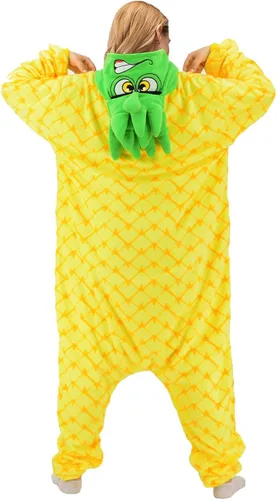 Vista 4 de vavalad Disfraces de piña para adultos, pijamas de una pieza, piña, fruta y piña, regalos para mujeres y hombres