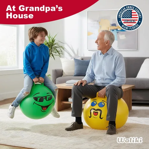 Vista 5 de WALIKI Bola de Saltar Juguetes para Niños y Niñas de 3, 4, 5 y 6 Años Bola de Salto Terapéutica Verde de 18" para Niños Juguetes al Aire Libre