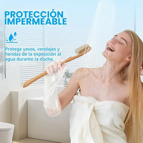 Vista 2 de FRONTLINE Fundas para Yeso de Brazo para Ducha Adulto Protector Impermeable de Yeso y Heridas Sello 100% Hermético Manga Reutilizable Paquete de 3
