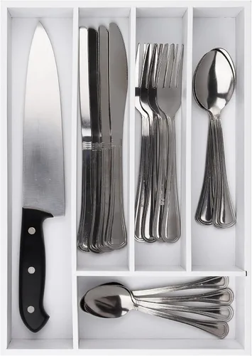 Vista 16 de Pristine Bamboo bandeja organizadora de cubiertos – Utensilios de mesa, cubiertos, soporte de cubiertos para cajón – Organizador de cajón de madera