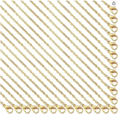 Vista 8 de Forise Paquete de 24 cadenas de collar a granel de 0.079 pulgadas de aleación de bronce antiguo para fabricación de joyas de 18 pulgadas