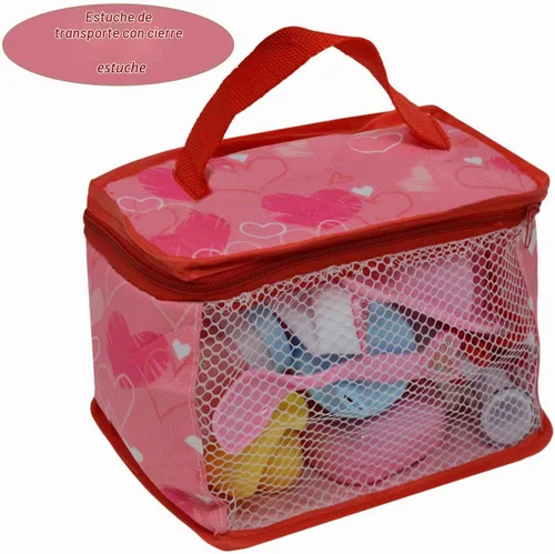 Vista 4 de The New York Doll Collection Juego de accesorios de alimentación y cuidado de muñecas en estuche de transporte con cremallera