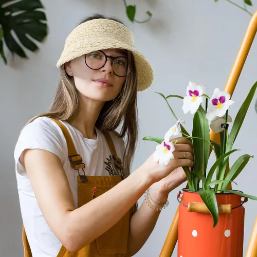 Vista 2 de Visera de ala ancha plegable para mujer, visera de paja para golf