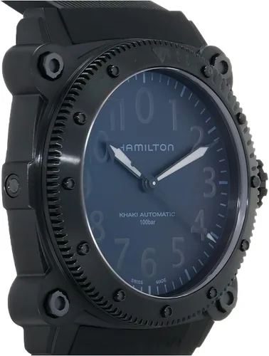 Vista 4 de Hamilton Watch Khaki Navy BeLOWZERO Swiss Automatic Watch Titanium 46mm Case, Black Dial, Black Rubber Strap (Model H78505330)