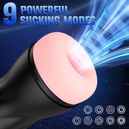 Vista 2 de Masturbador masculino automático, bomba de pene con 9 succiones y 10 vibraciones y calentamiento, juguetes sexuales masculinos, masturbador