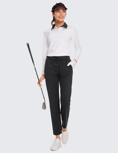 Vista 3 de CRZ YOGA - Pantalones deportivos de golf elásticos en 4 direcciones para mujer, pantalones de trabajo de vestir de 78, con bolsillos, para deportes