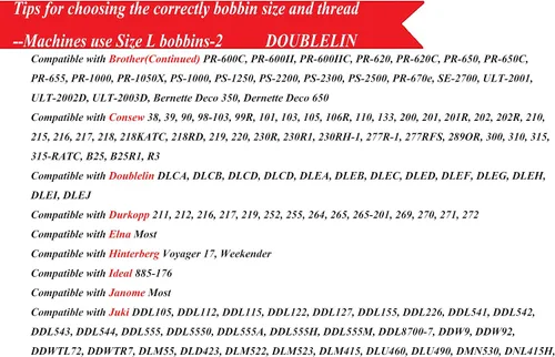 Vista 5 de DOUBLELIN Bobinas preenrolladas LPB-40S2, tamaño L/estilo L/SA155/tamaño 9.4, lado de plástico, poliéster hilado 40S/2, negro, 144 piezas