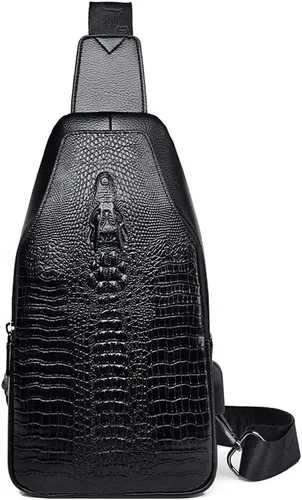Vista 9 de Mochila de cuero Hebetag estilo bandolera para hombres y mujeres, mochila cruzada para viajes al aire libre y campamento