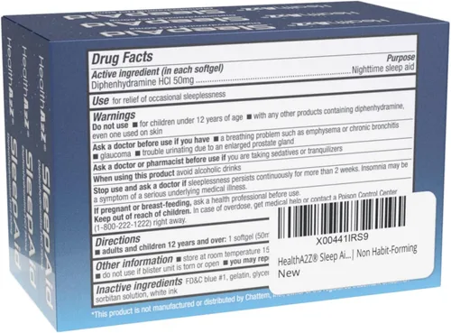 Vista 6 de Ayuda para dormir HealthA2Z® Difenhidramina HCl 50mg Cápsulas blandas Promueve un sueño más profundo y reparador 10 unidades (Paquete de 3)