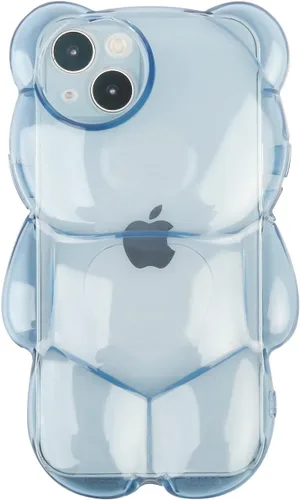Vista 3 de Bear - Funda para teléfono compatible con el teléfono 11, bonita funda holográfica negra 3D con diseño de oso holográfico, a prueba de golpes, Kpop