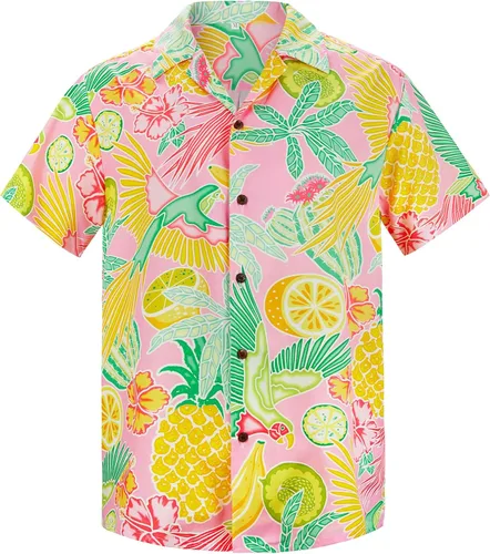 Vista 110 de Camisa hawaiana para hombre, con estampado floral, cómoda, con botones, casual, manga corta, ropa de playa para hombre