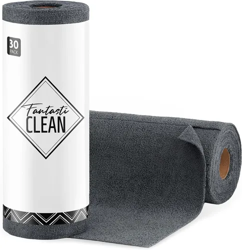 Vista 16 de Fantasticlean - Rollo de paño de limpieza de microfibra, 75 hojas, 12 x 12 pulgadas (beige) Super Absorbent, Lint-free, Tear-away Microfiber Towel