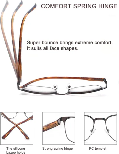 Vista 5 de HEEYYOK Paquete de 3 lentes de lectura para hombres y mujeres, con bloqueo de luz azul, lectores de metal, anteojos ligeros, antideslumbramiento
