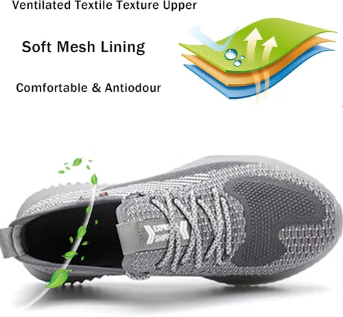 Vista 2 de Drecage Zapatos de seguridad con punta de acero para mujeres y hombres, zapatos de trabajo industriales y de construcción, a prueba de pinchazos