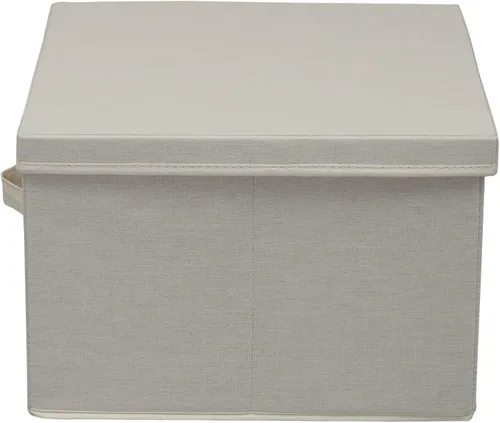 Vista 7 de Household Essentials Caja de almacenamiento cuadrada con tapa con lona de polialgodón transpirable y lados reforzados, acabado crema
