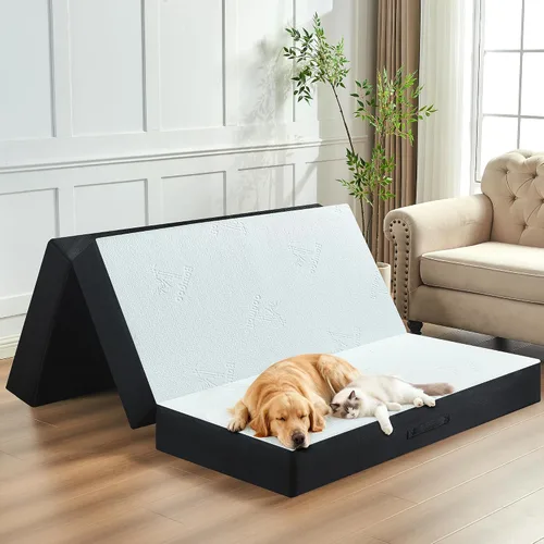 Vista 10 de Colchón Tríptico de 4 Pulgadas, Colchón de Espuma Viscoelástica Plegable Tamaño Individual con Cubierta Lavable de Viscosa Derivada de Bambú, Topper