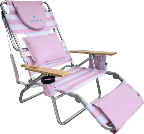 Vista 16 de Ostrich Silla reclinable de salón, Tumbona plegable de lujo para exteriores 3 en 1, Verde Lima - Reclinador compacto y portátil para bronceado