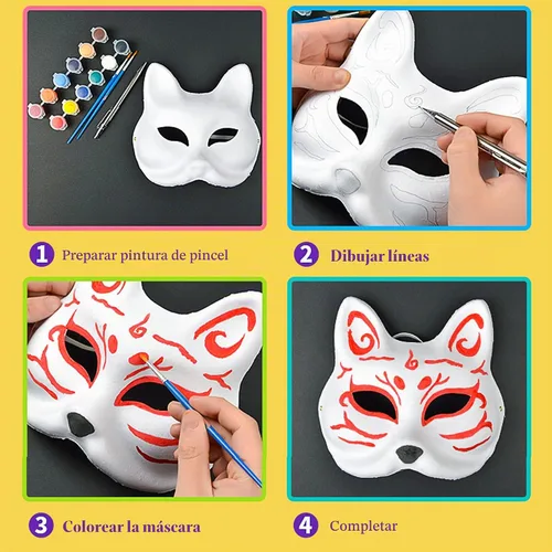Vista 5 de PARAOR - 16 máscaras de papel maché en blanco para baile de máscaras